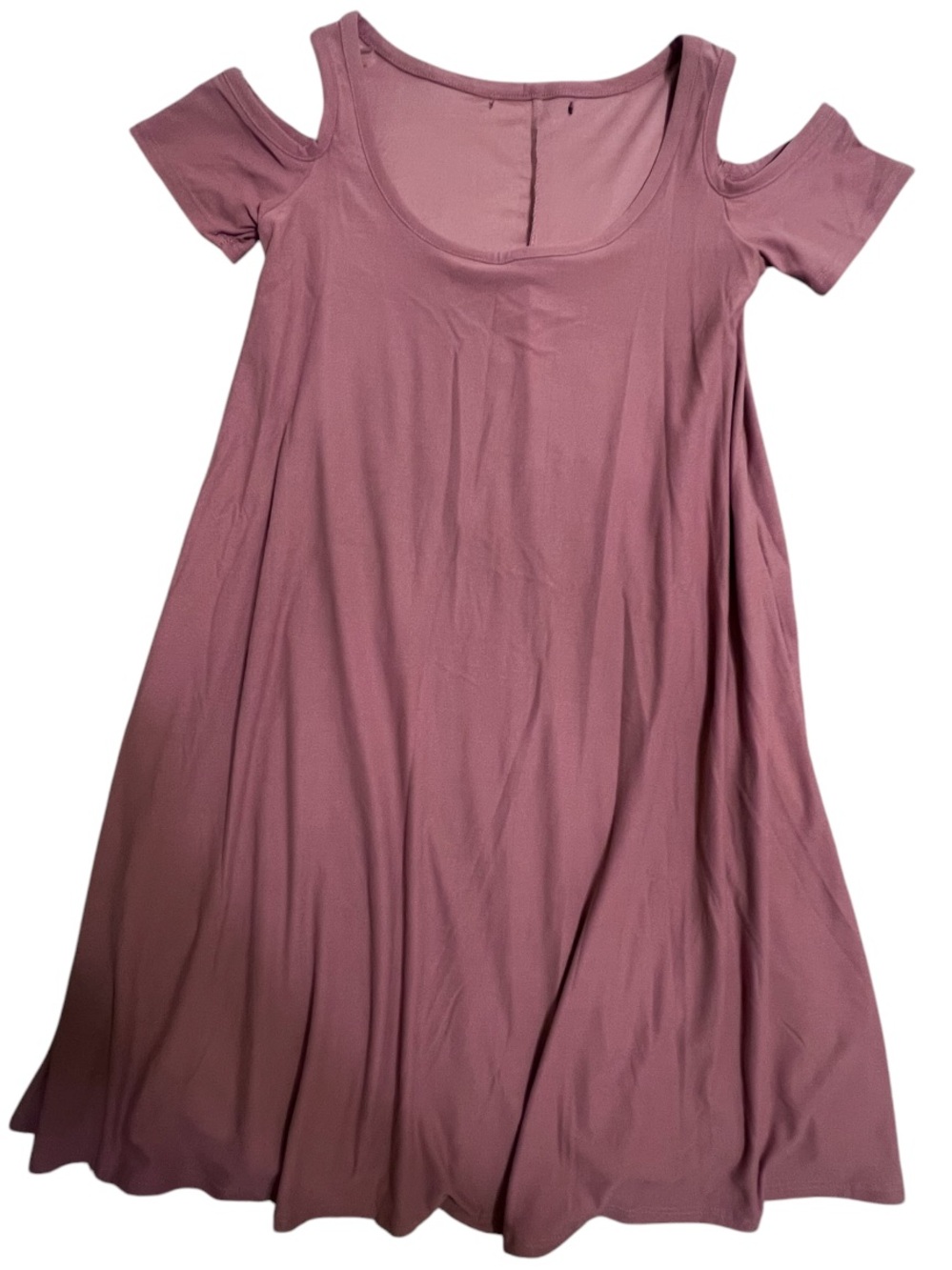 Mauve Cold-Shoulder Swing Dress